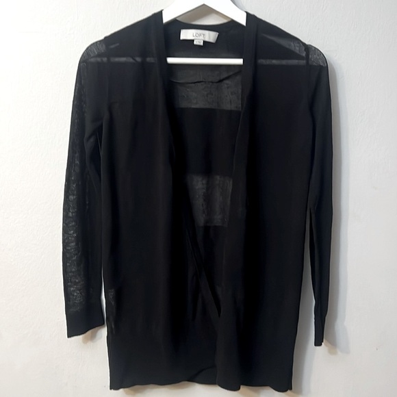 Loft black lightweight cardigan long sleeves sheer - Picture 1 of 6